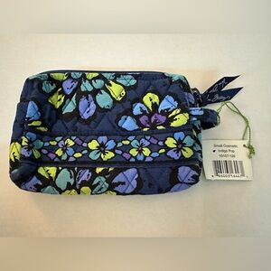 Vera Bradley indigo pop small cosmetic bag, new with tag, damage to tag